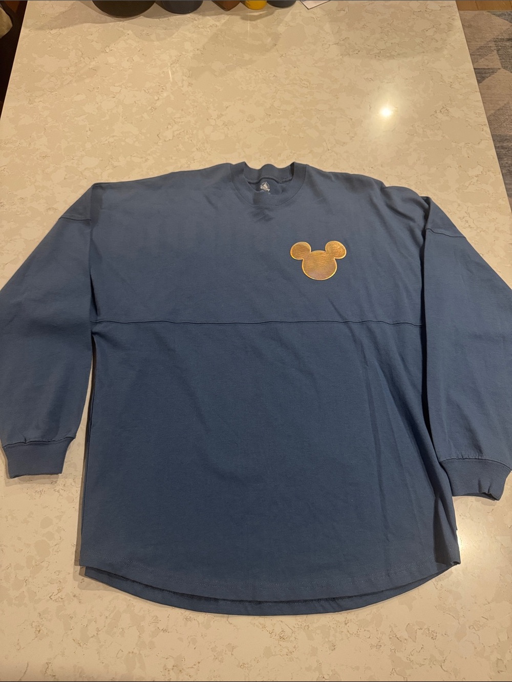 Blue Long Sleeve Sprit Jersey with Gold Mickey Patch